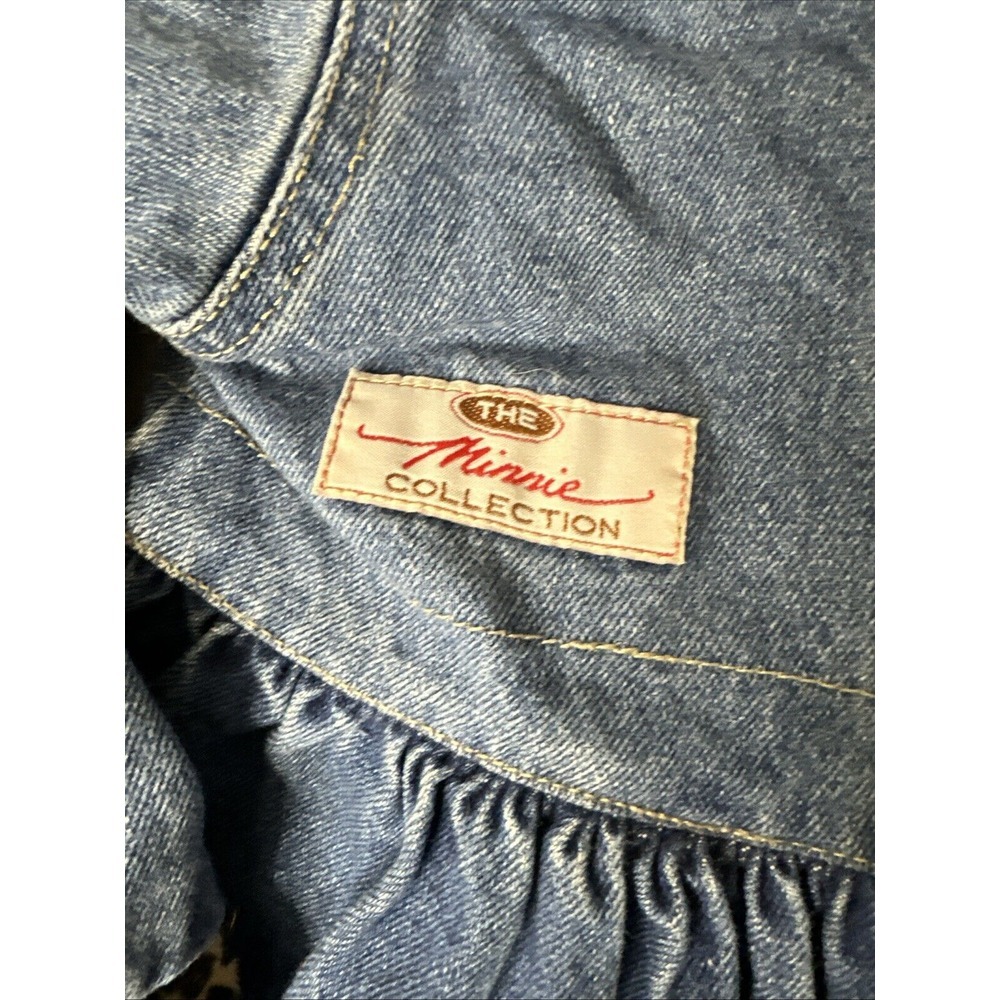 Rare Disney "The Minnie Collection" Denim Dress 3T Leopard Collar & Cuffs - Picture 2 of 7